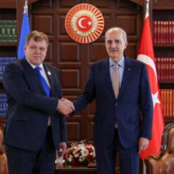 TBMM Başkanı Kurtulmuş, Estonya Parlamentosu Başkanı Hussar ile g&ouml;r&uuml;şt&uuml;