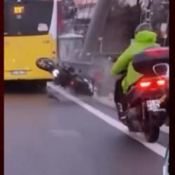 İğne Deliğinden ge&ccedil;mek istedi, canından oluyordu! Feci kaza kamerada