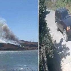 Piknik ateşi yangın &ccedil;ıkardı! Eşyalarını toplayıp ka&ccedil;tılar