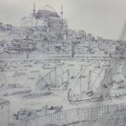 16. y&uuml;zyıl İstanbul panoraması T&uuml;rk ressamın elinde yeniden canlandı