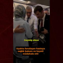 U&ccedil;akta rahatsızlanan yolcuya sağlık bakanı ilk m&uuml;dahaleyi yaptı...