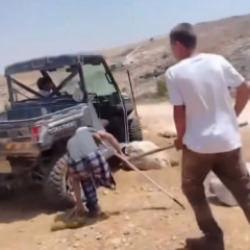 Batı Şeria'da insanlık dışı şiddet: Yahudi işgalci engelli Filistinliyi darp etti!