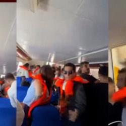 Girne a&ccedil;ıklarından batan gemideki panik anları kamerada
