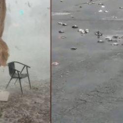 Fırtına ve dolu yağışı İspanya'yı savaş alanına &ccedil;evirdi
