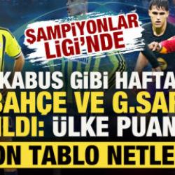 Devler Ligi'nde kabus gibi hafta! F.Bah&ccedil;e ve G.Saray dağıldı: &Uuml;lke puanında son tablo...