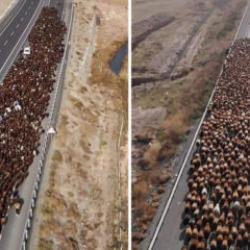 İki şeritli yolu kapattılar: Muazzam d&ouml;n&uuml;ş yolu g&ouml;r&uuml;nt&uuml;lendi!