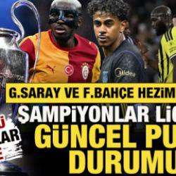 Şampiyonlar Ligi'nde g&uuml;ncel puan durumu sıralaması! G.Saray ve F.Bah&ccedil;e ka&ccedil;ıncı sırada?
