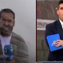 Dev dalgalar muhabiri yuttu, st&uuml;dyo buz kesti