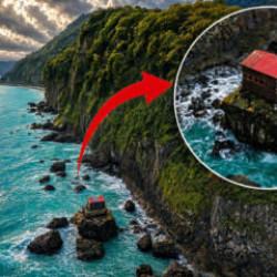 Denizin ortasındaki kayaya ev yaptılar! Ama&ccedil;ları kimseyi rahatsız etmeden tulum &ccedil;almak
