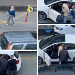 Yayanın ezilme tehlikesi ge&ccedil;irdiğini g&ouml;ren kadın antren&ouml;r s&uuml;r&uuml;c&uuml;ye yumruk attı