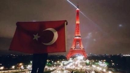 Eyfel Kulesi 3. kez Türk bayrağı renklerinde 