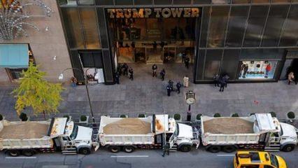 Trump'a kum yüklü kamyonlarla güvenlik önlemi