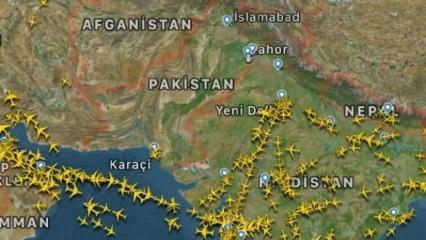 Pakistan hava sahasında ilginç görüntü!