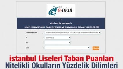 İstanbul Liseleri taban puanları nitelikli okullar yüzdelik dilimleri 2019 