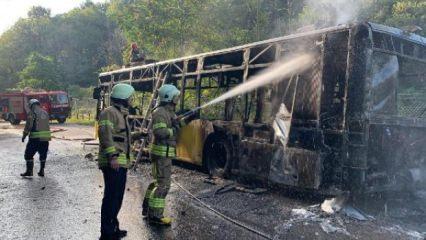 Beykoz'da İETT otobüsü alev alev yandı