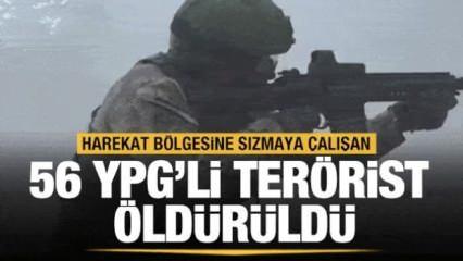  Harekat bölgesine sızmaya çalışan 56 YPG'li terörist öldürüldü                            