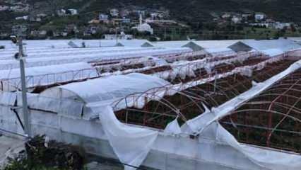 Antalya'da şiddetli rüzgar seralarda zarara neden oldu