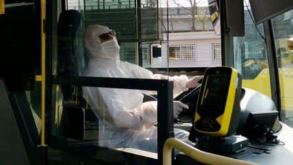 Metrobüs şoförleri tulum giydi