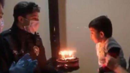 Minik Rıdvan'ın doğum günü pastasını polisler getirdi