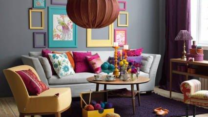 Mor renk ile modern ev dekorasyonu önerileri