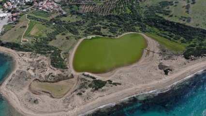 Çanakkale’nin kalp şeklindeki “Pembe Gölü”