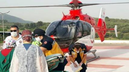 Ambulans helikopter üzerine sıcak su dökülen Alparslan için havalandı
