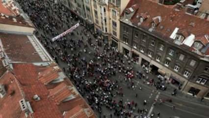 Saraybosna'daki "Bleiburg" ayini, faşizm karşıtlarınca protesto edildi
