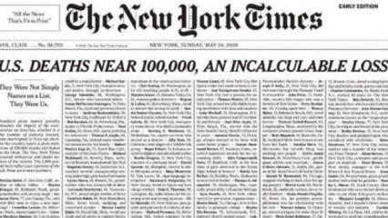 New York Times'dan çarpıcı Kovid manşeti: Ölenlerin isimlerini paylaştılar