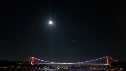 İstanbul'da dolunay manzarası göz kamaştırdı
