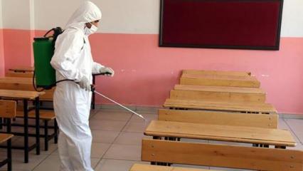 Sınav öncesi okullar dezenfekte ediliyor