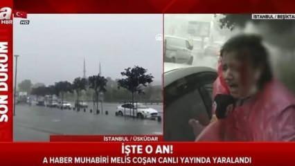 A Haber muhabiri Melis Coşan canlı yayında yaralandı!