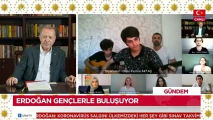 Erdoğan canlı yayında gençlere eşlik etti... O türküyü söylediler