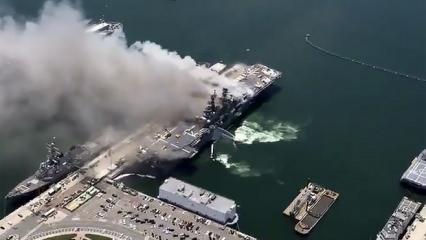 ABD'de yanan savaş gemisinde 21 kişinin yaralandığı açıklandı