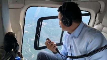Bakan Pakdemirli, Çanakkale'deki orman yangınını havadan koordine etti