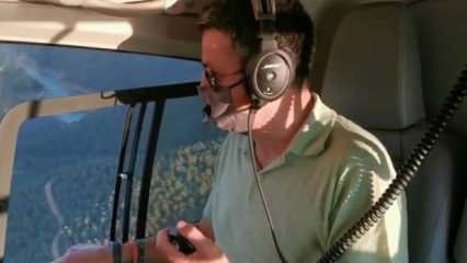 Bakan Pakdemirli söndürme çalışmalarını helikopterle havadan denetledi