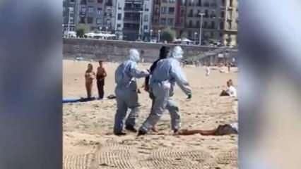 Testi pozitif çıkan kadın denize girdi, polisler olay yerine koştu!