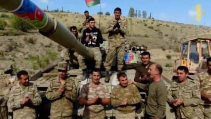 Azerbaycan askerlerinden zafer şarkısı: Türk'ün kolu bükülmez, Türk'ün beli eğilmez