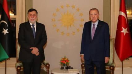 Başkan Erdoğan'ın Fayiz es-Serrac'ı kabul etti