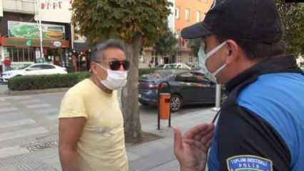 Maske takmadığı için ceza kesen polise beddua etti