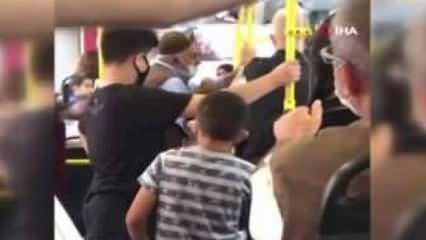 Kağıthane’de halk otobüsünde maskesini yarım takan yaşlı adama kadın tokat attı