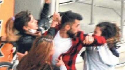 3 kız kavga etti, genç adamın imdadına polis yetişti