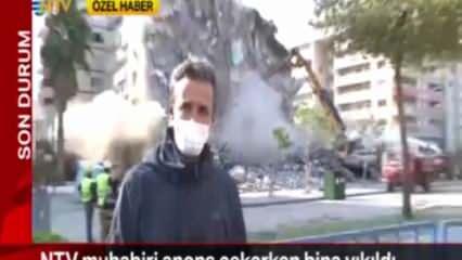NTV muhabiri anons çekerken bina yıkıldı
