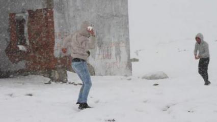 Ovit Dağı'ında kar topu oynadılar