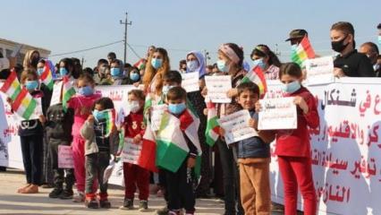 Ezidiler, PKK'yı protesto ettiler!