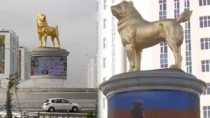 Türkmenistan lideri köpeğinin altın heykelini başkente dikti, ülke karıştı