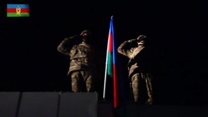 Azerbaycan Ordusu Laçın'a bayrak dikti