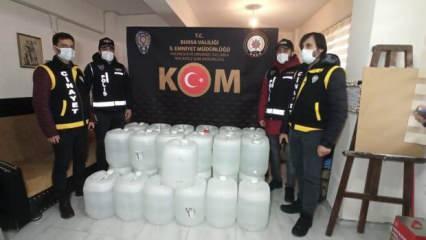 Bursa'da 1 ton daha sahte içki ele geçirildi