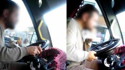Direksiyon başında yemek yiyen minibüs şoförüne, 132 lira ceza!