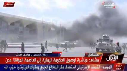 Yemen'de yeni bakanlar havalimanına indi, bombalar patlatıldı! Çok sayıda ölü var