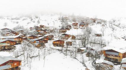 Artvin'in geleneksel köyünden içinizi ısıtacak kış manzaraları
